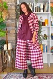 Nora Brushed Cotton Gingham Frock Coat Aubergine